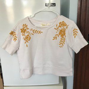 Anthropologie Maeve Embroidered Short Sleeve